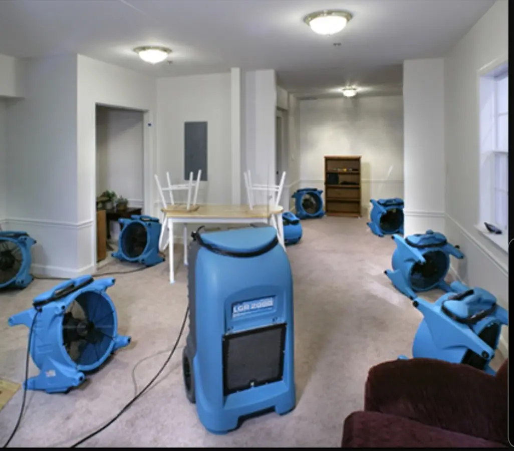 Air movers and dehumidifier setup for Water Damage Restoration in Stevenson Ranch